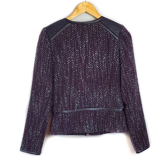 Hinge Black Purple Tweed Jacket Size XS - Picture 6 of 6